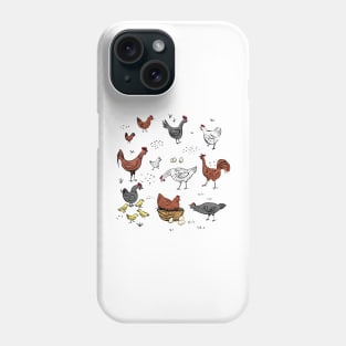 Cute Doodle Chickens Phone Case