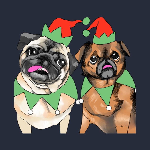 Pug Xmas elves by MightyFam