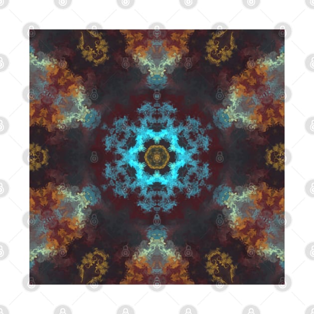 Psychedelic Hippie Flower Blue Red and Orange by WormholeOrbital