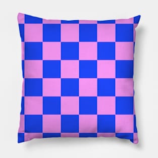 Checkerboard Square Seamless Pattern - Blue & Pink Pillow