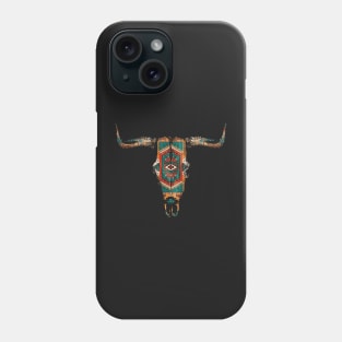 Vintage Aztec Indian Pattern Bull Skull Cowgirl Phone Case