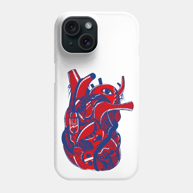 Blue Red Light Heart Phone Case by kenallouis