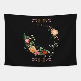 Flowers and Roses in the dark, ring of flowers Tapestry