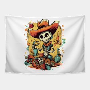 Celebrating Dia de los Muertos with some beautiful street art Tapestry