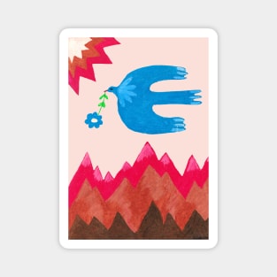 Peace bird and mountain Magnet