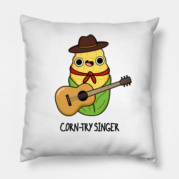 Corn-try Singer Funny Corn Pun Pillow by punnybone