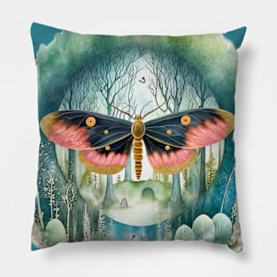 Pink Moth Forest World Pillow