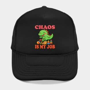 Chaos Is My Job Dino T-Shirt – Cute Dinosaur Kids Toy Design Hat