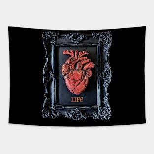 Life Gothic Anatomical Heart in Frame Tapestry