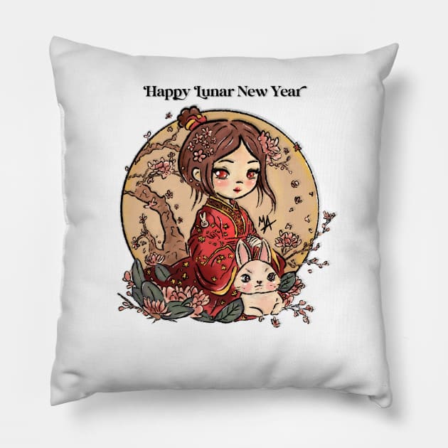Year of the Rabbit (design option number 2) Pillow by The Mindful Maestra