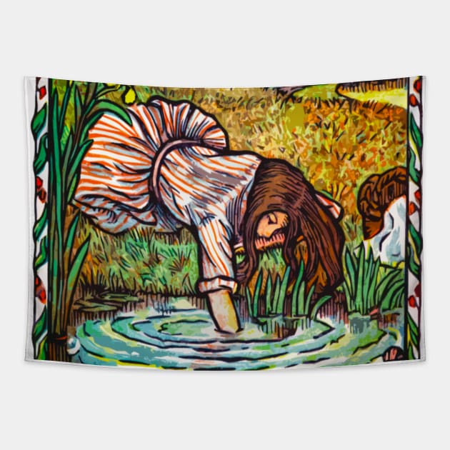 Girl with wet hair at the lake Tapestry by Marccelus