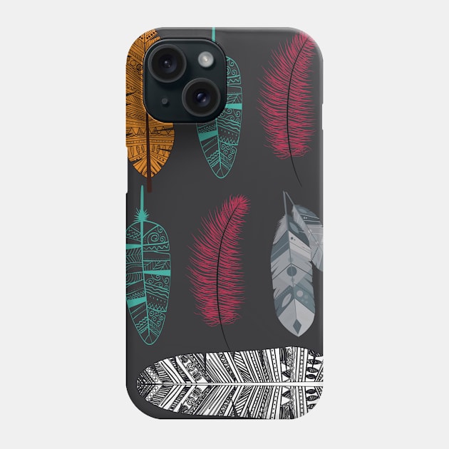 Bohemian Feathers Design Phone Case by Julia Frost