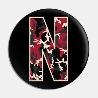 Initial Capital Letter N Camo Alphabet Gift Women Men Kids Pin