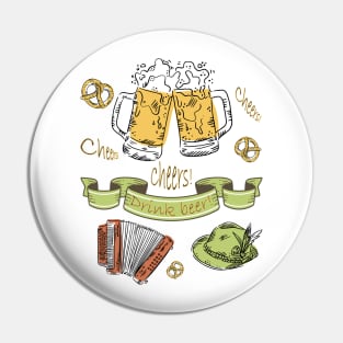 Drink beer Cheers-Vintage Beer shirt-Cheers with beer-Cheers beer Pin