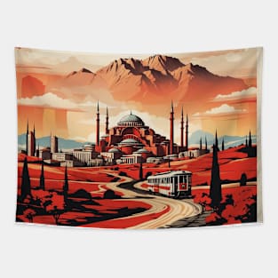 Ankara Turkey Vintage Retro Travel Tourism Tapestry