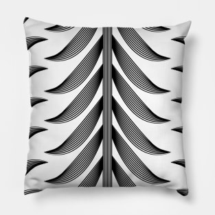 Linear Olive branch in black and white pattern Pillow