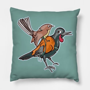 Fantail and saddleback NZ birds Pillow