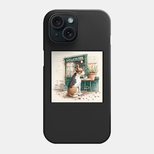 Dog in French Bistro Coffee Illustration Phone Case