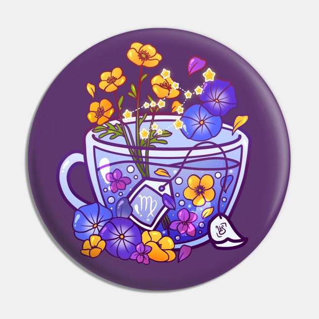 Virgo Zodiac Teacup Pin by heysoleilart