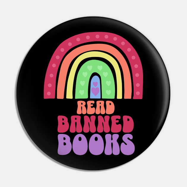 Read Banned Books LGBTQ Pride Boho Rainbow Pin by PUFFYP