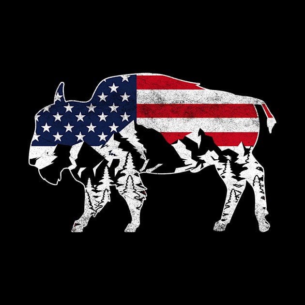 Buffalo US Flag Retro Bison by shirtsyoulike