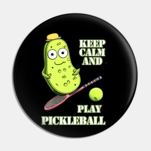 Funny Pickle Playing Pickleball Pin