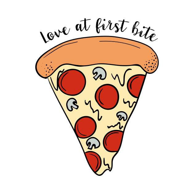 Love At First Bite, Tasty Funny Pizza by Dreamy Panda Designs