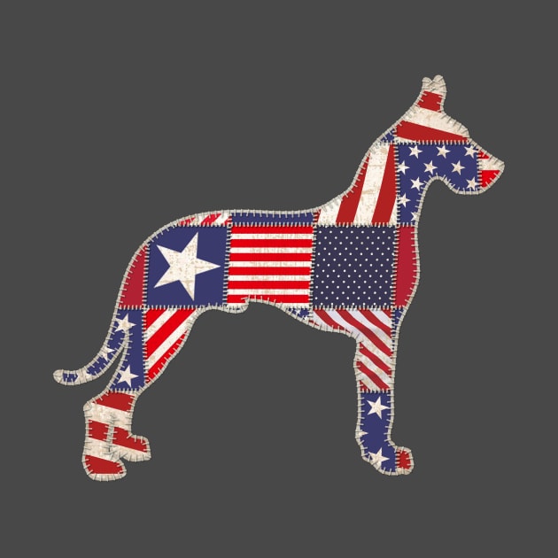 Great Dane 4th of July Dog Lovers Owner Patchwork American Flag by BeesTeez