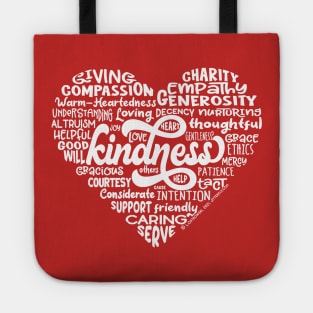 Heart Words of Kindness (white/red) Tote