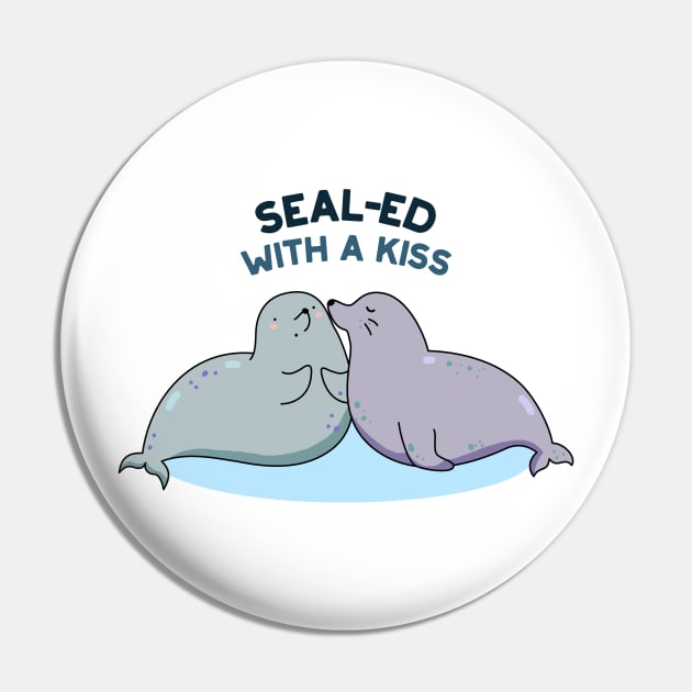 Sealed With A Kiss Cute Sea Lion Seal Pun Pin by punnybone
