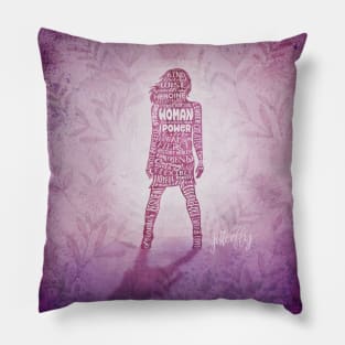 Woman Power Superhero Floral Pillow