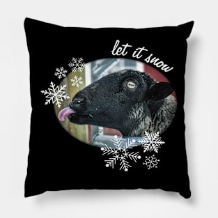 Sassy Snowflake Chomping Sheep - Let it Snow! Pillow