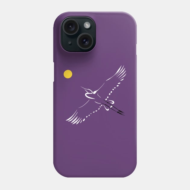 Egret Flying and Sun Phone Case by Griffelkinn