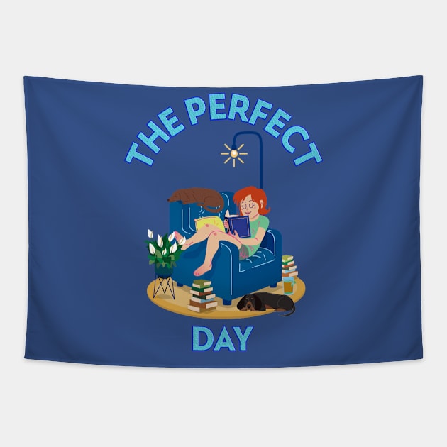 The Perfect Day is Reading With Your Dog Tapestry by KarmicKal