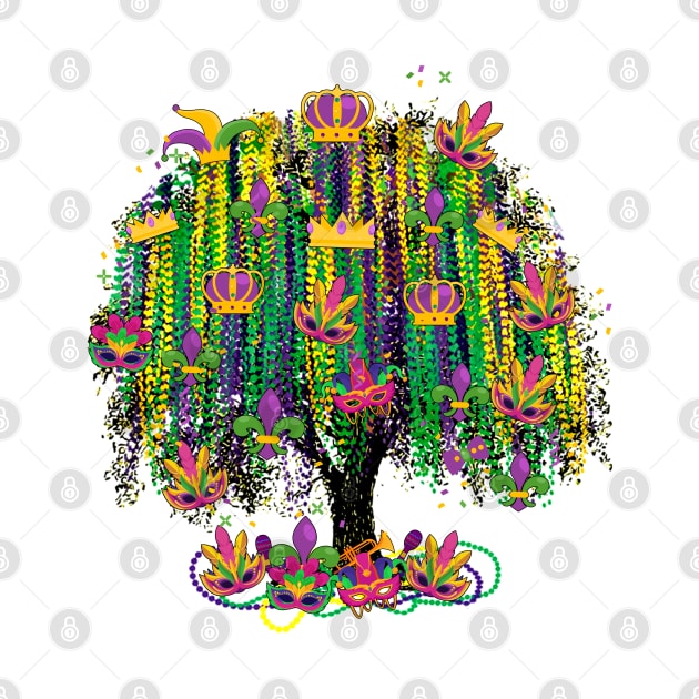 Watercolor Mardi Gras Bead Tree by JanaeLarson