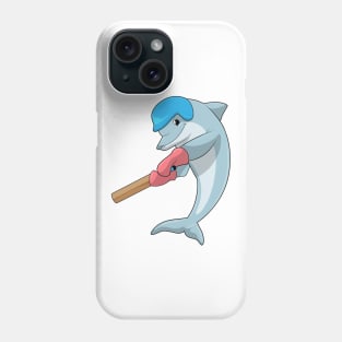 Dolphin at Cricket with Cricket bat Phone Case