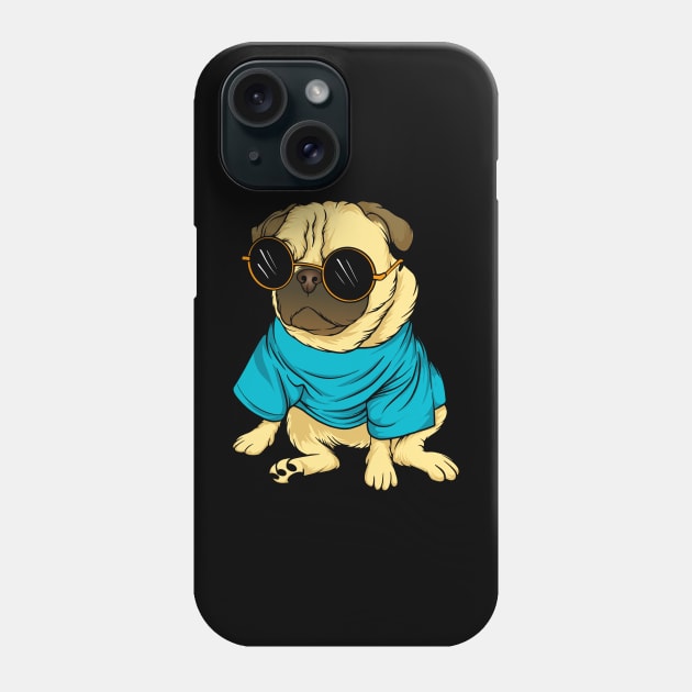 Cool Retro Pug Wearing Sunglasses Pug Lover Gift Phone Case by BadDesignCo