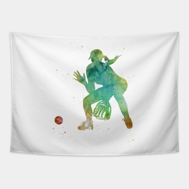 Girl softball Tapestry by erzebeth