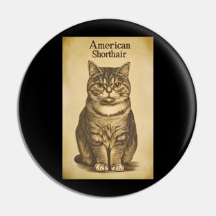 American Shorthair Cat Vintage Wall Art Pin