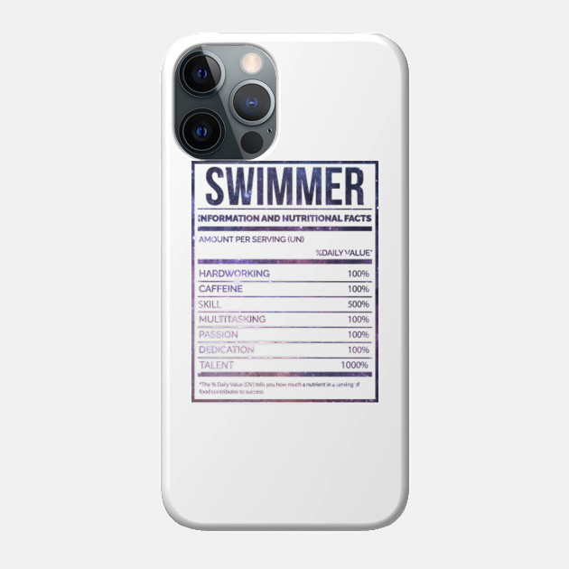 Awesome And Funny Nutrition Label Swim Swimmer Swimmers Swimming Saying Quote For A Birthday Or Christmas - Swiim - Phone Case