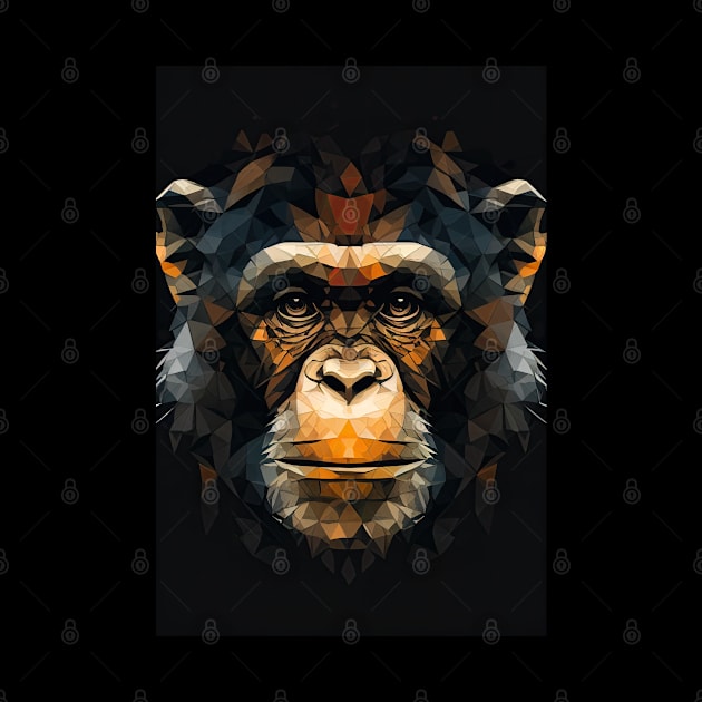 Triangle Chimp - Abstract polygon animal face staring by LuneFolk