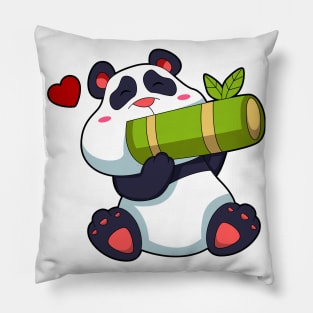 Panda with Bamboo & Heart Pillow