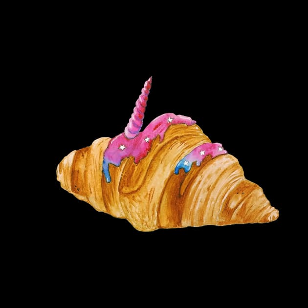 Watercolor croissant - fairy unicorn by Agras