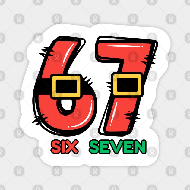 67 Christmas Santa Magnet by Creatifly Graphic Tees