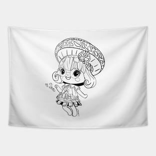 the crossing doll ecopop kawaii garden lady Tapestry
