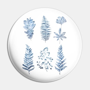 blue leaves collection watercolor Pin