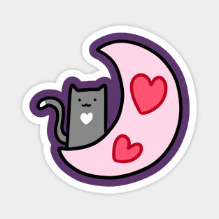 Heart Moon Blue Cat Magnet