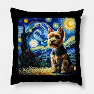 Starry Norwich Terrier Dog Portrait - Pet Portrait Pillow