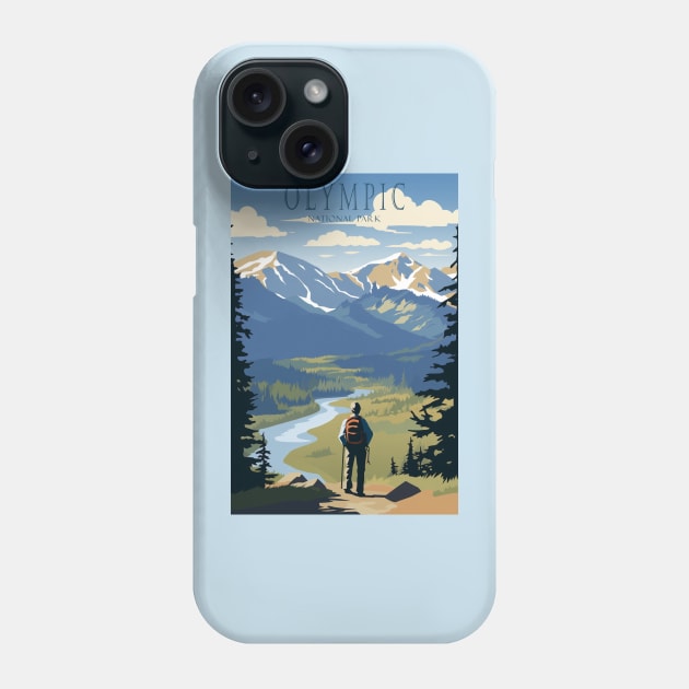 Olympic National Park Travel Poster Phone Case by GreenMary Design