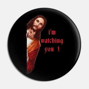 Divine Surveillance: Jesus Meme Shirt - I'm Watching You 👀 Pin